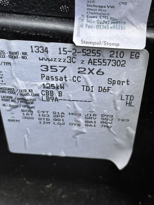 Фв пасат цц 2.0тди дсг на части / vw passat cc 2.0tdi dsg на части