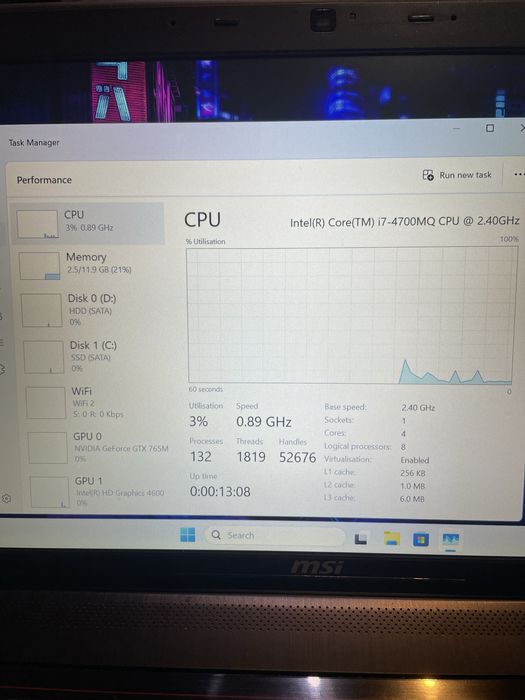 Laptop 17 inch MSI GE70 Gaming Series, i7, GTX, Ssd