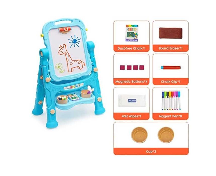 Доска Детский мольберт вращающийся на 360 градус регулируемый по высот