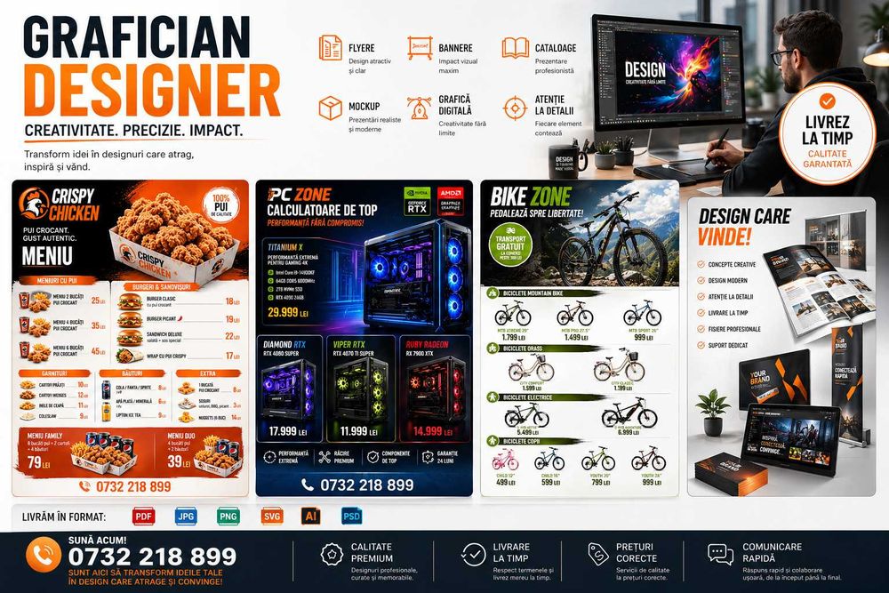 Designer Grafic, Grafician, Logo, Cărți de Vizită, Pliante, Cataloage