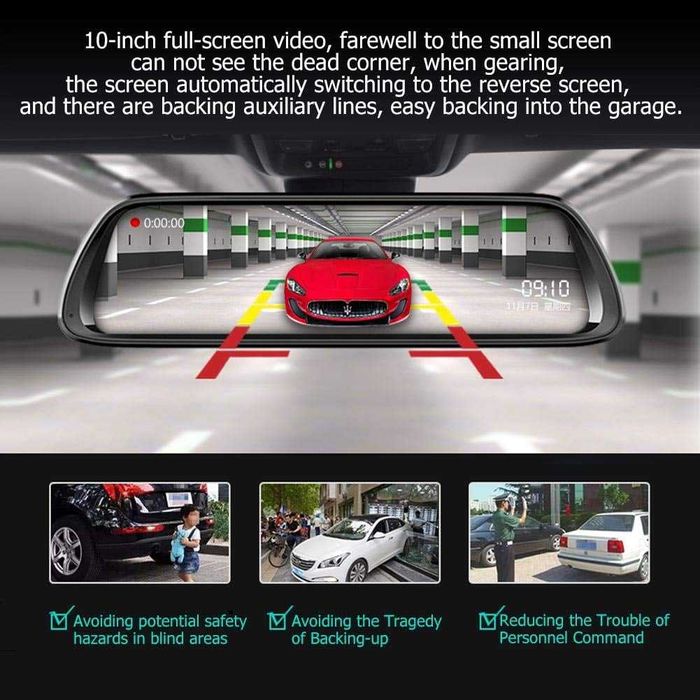 Camera Video Auto  DVR Dubla FullHD K62, Unghi 170, Display 10' LED