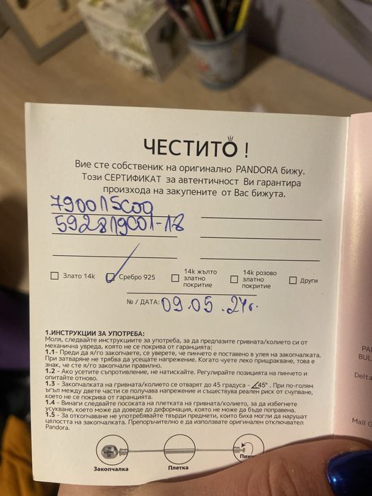 Гривна Пандора с висулка със стопер