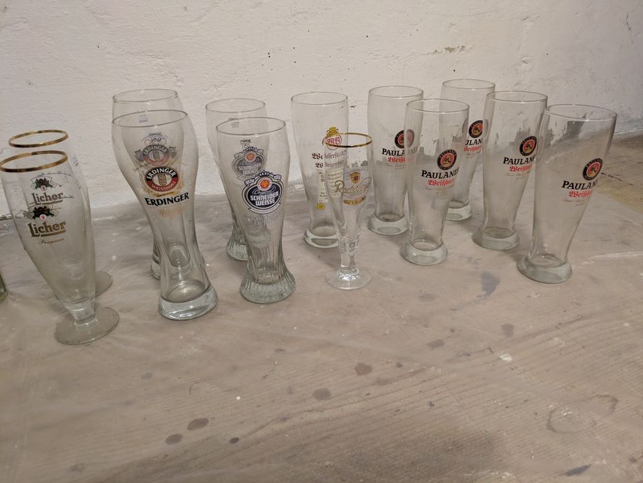 Colecție 18 halbe,pahare pentru bere sticla.