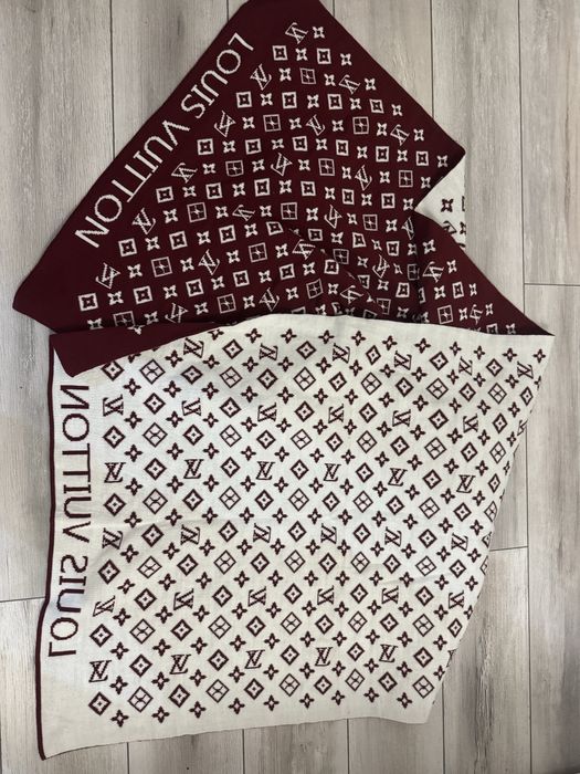 Fular sal lv louis vuitton burgundy visiniu alb 2 fete nou