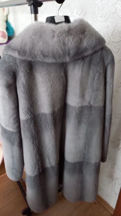 Шуба бобёр цвет серый