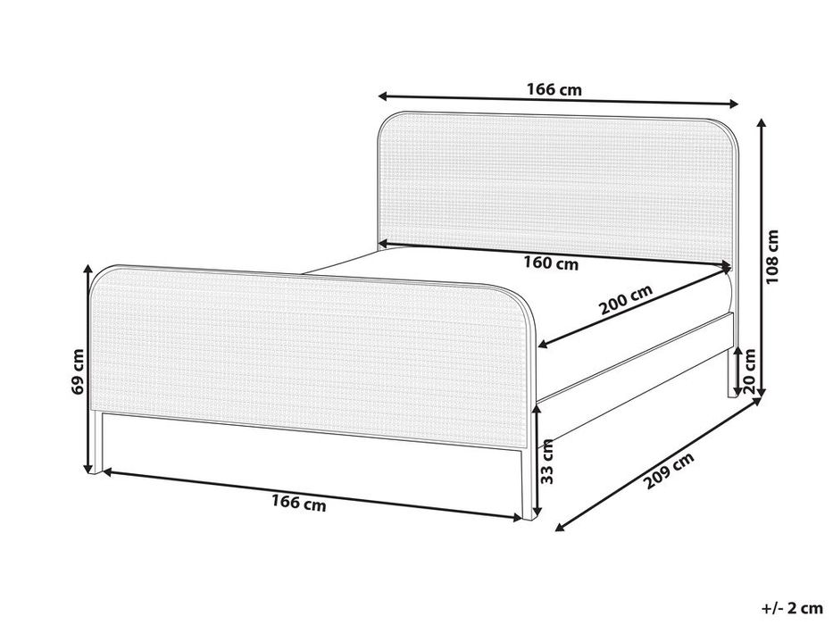 NOU Pat dormitor GONFARON 160/200cm, ratan