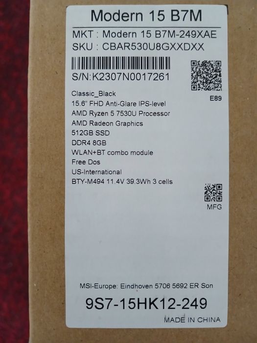 MSI B7M Modern noutbuk