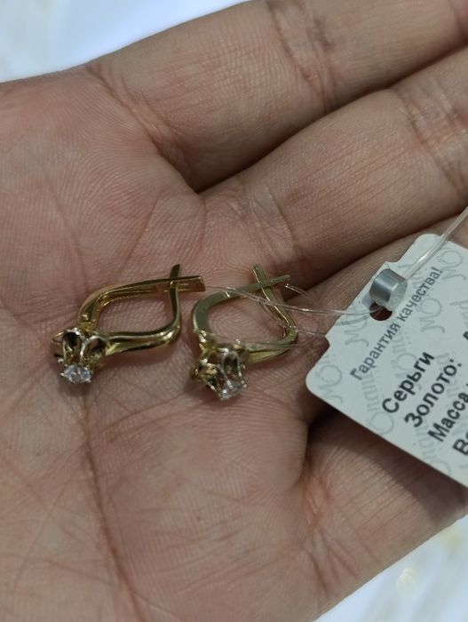 Золотые серьги, вставка фианит, проба 585, вес 2,88 гр цена  г