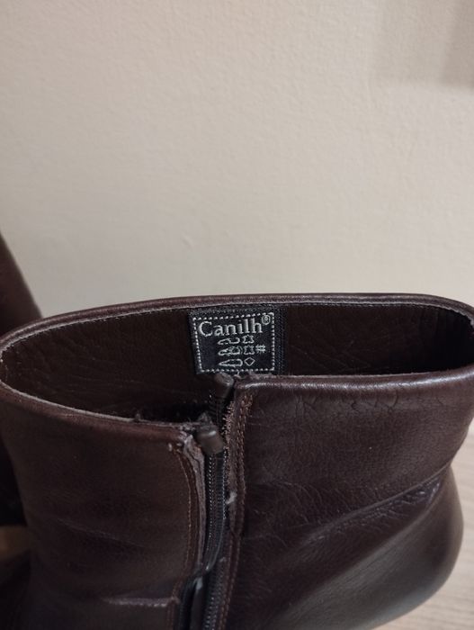 Кафяви дамски боти на ток, естествена кожа, р-р 39.