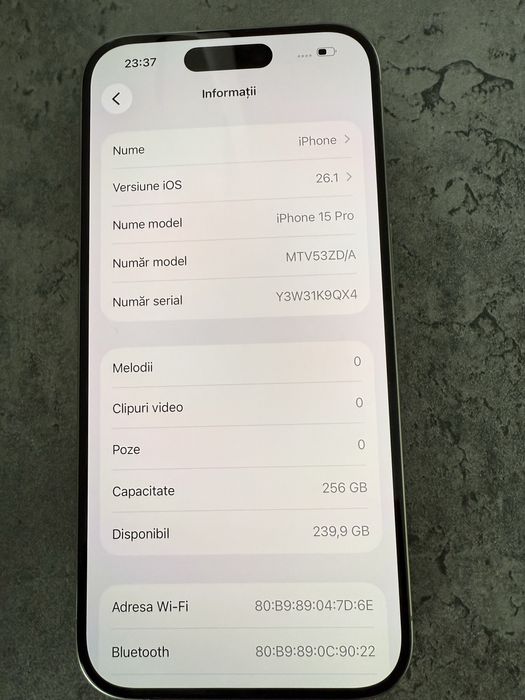 iPhone 15 Pro , 256GB , Natural Titanium, ca nou