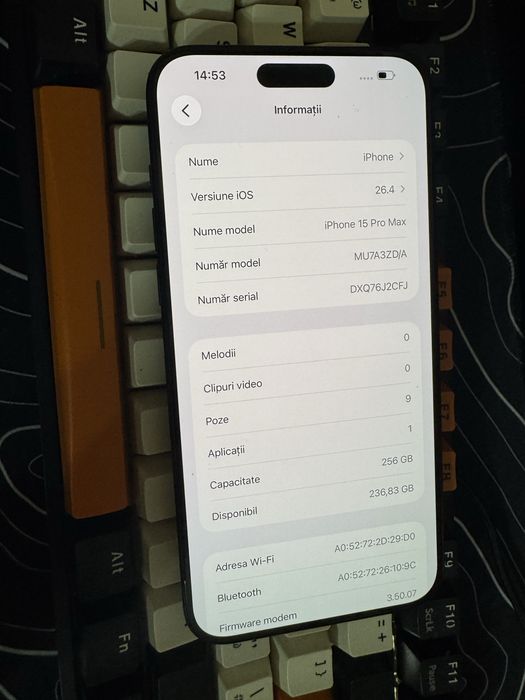 Iphone 15 Pro Max!256GB!85% Procentaj Baterie!