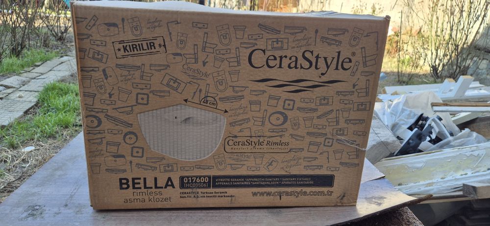 2 Структури за вграждане PROSYS WC FRAME 120 PNEUMTTIC с  висящо клелало Cerastyle Bella Rimless 48cm