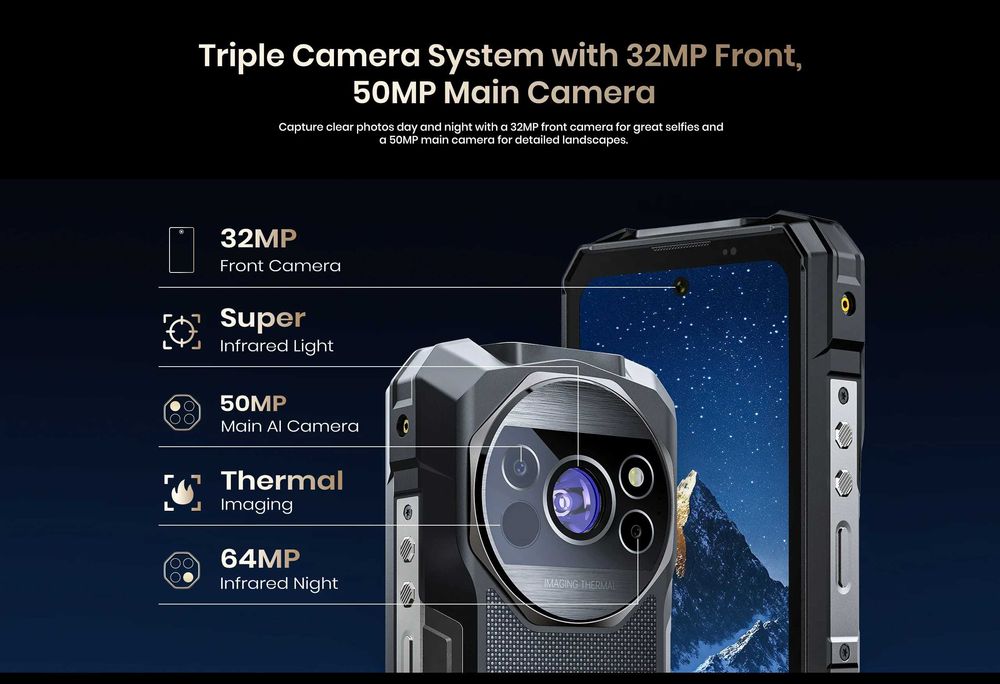 Fossibot F115 Ultra 5G AI - 12GB+24GB/256GB, 20000mAh, 50MP + Thermal camera + Laser Rangefinder + Night Vision, защита IP68/IP69K/MIL-STD810