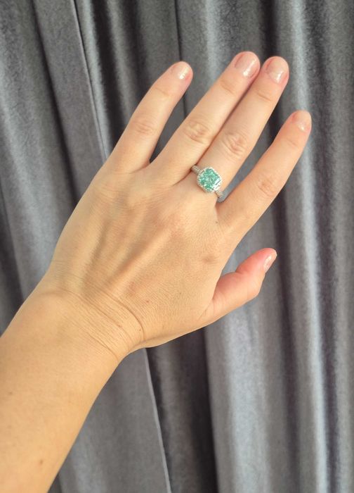 Inel din argint 925 cu piatră verde transparentă