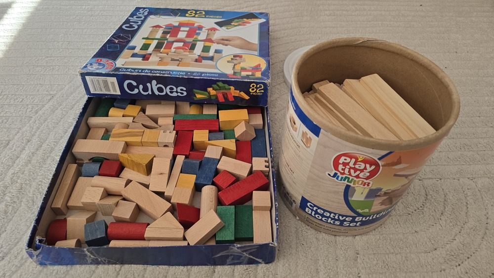 Set cuburi lemn pentru copii