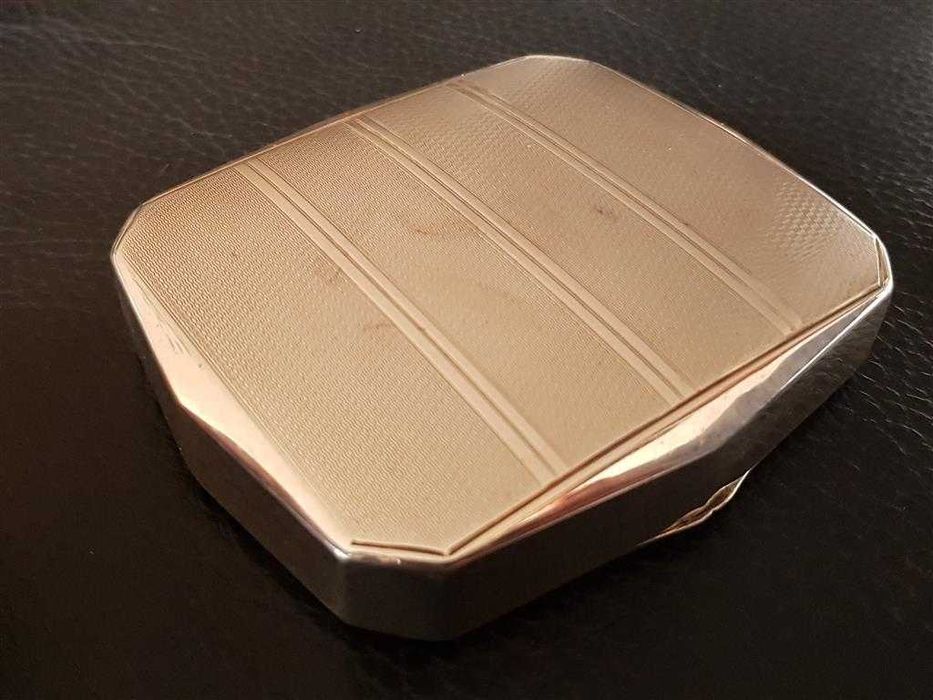 Сребърна с емайл сребро Арт Деко табакера с кутия сребро