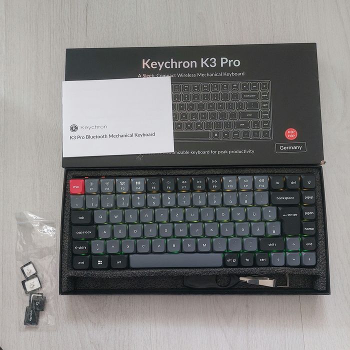 Ултратънка механична клавиатура Keychron K3 Pro QMK/VIA (Bluetooth / Жична) – Пълен Комплект
