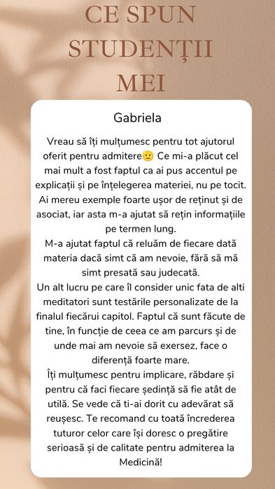 Meditații biologie admitere medicina/Bac clasa 11-12