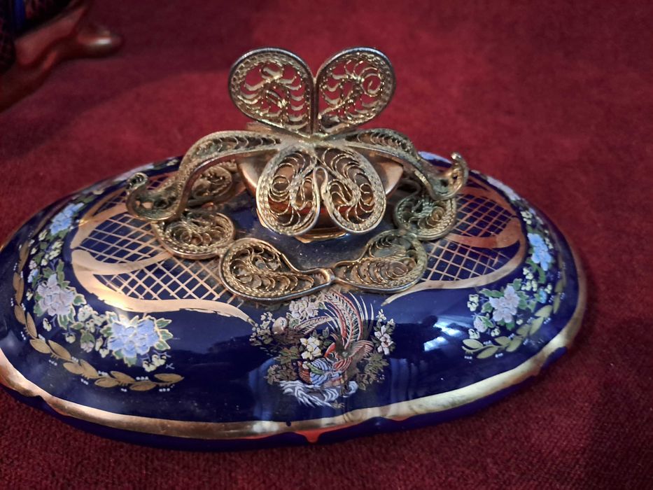 supiera centru de masa fructiera portelan manere bronz