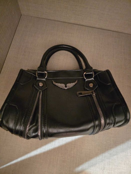 Черна кожена чанта
