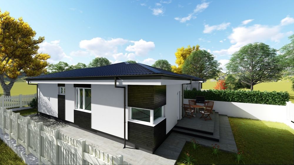 Casa noua singur în curte, duplex pe un nivel respectiv doua nivele.