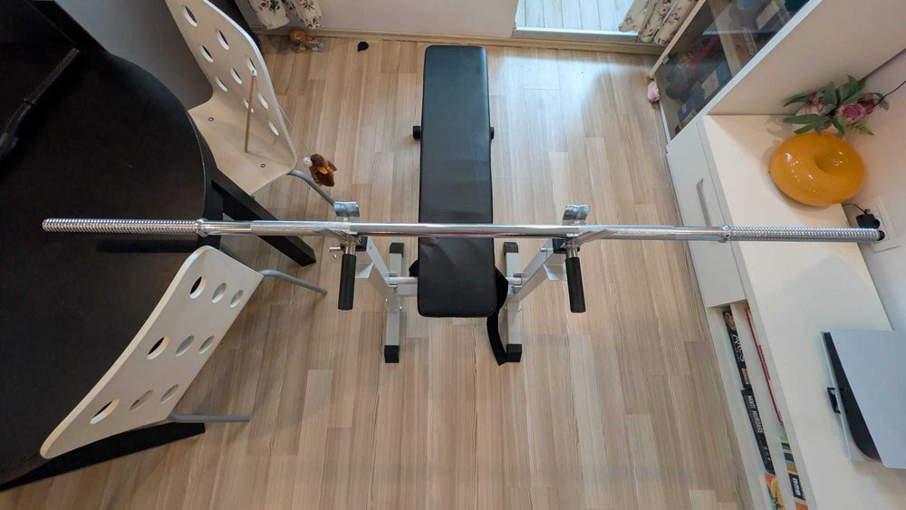 Home Gym-Banca reglabila si pliabila, gantere, bare si greutati (65kg)