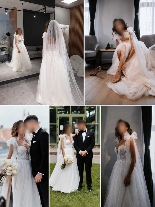 Rochie de mireasă Luce Sposa – model Angie, mărimea 34 / XS + voal lung inclus