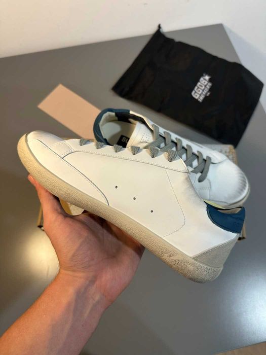 Golden Goose Superstar sneakers piele stea gri toc bleumarin