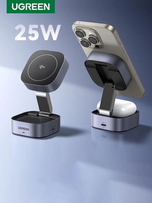 Ugreen 2-in-1 Qi2 Magnetic Wireless Charger 15W. Есть доставка