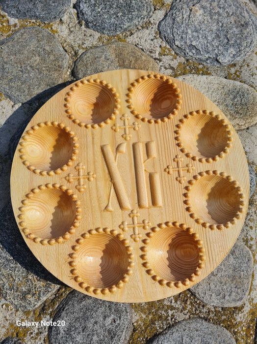 Поднос, дървен поднос,Великден