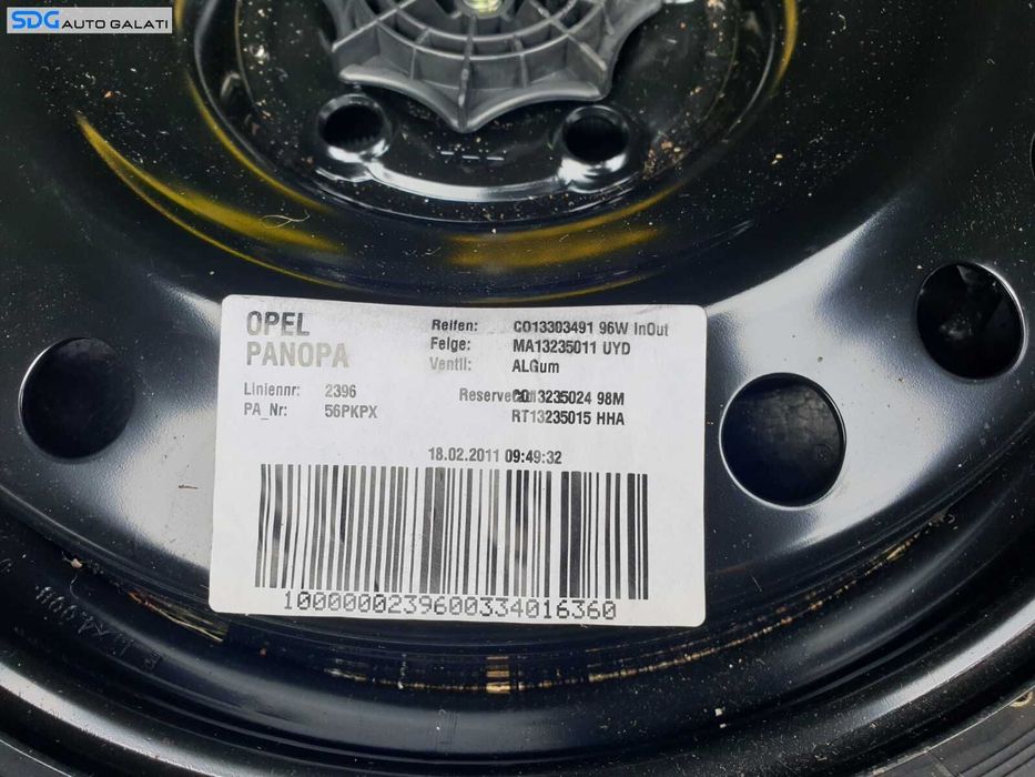 Roata Janta Rezerva Slim Tabla T125 70 17 R17 Opel Insignia A 2008 - 2017 Cod 13235015