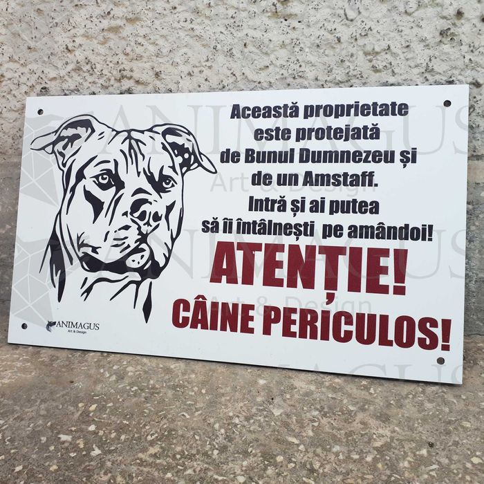 Placa Avertizare Caine Rau Periculos Amstaff