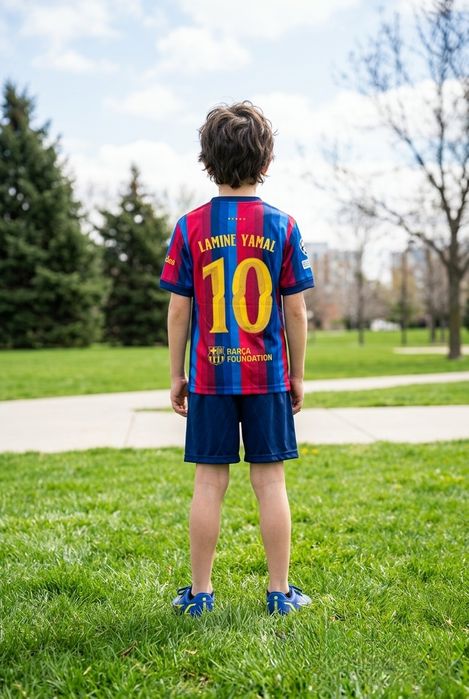 Детски футболен екип Барселона Ямал комплект Barcelona тениска Yamal