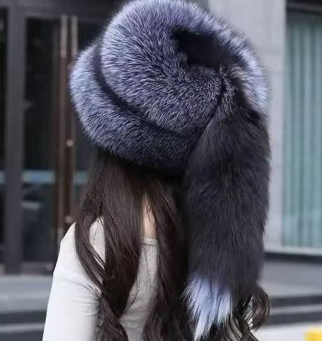 Шапка естествена кожа лисица