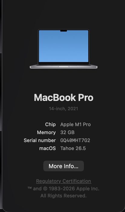 Macbook Pro M1 14inch 32/512