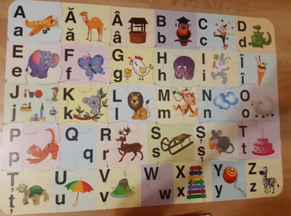 Alfabet puzzle mare pentru podea 68×48cm.
