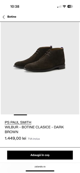 Ghete piele intoarsa Paul Smith