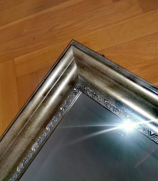 Огледало сребърно картина в рамка масивно и тежко голямо 65 х 80 см.