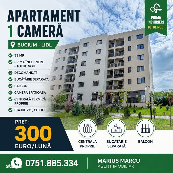 1 camera Bucium 300 Euro Prima Inchiriere!