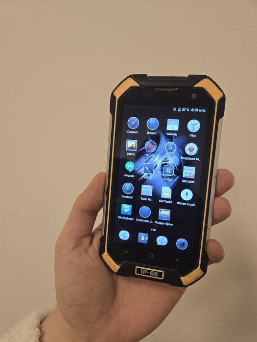 Telefon rezistent iP68 santier / praf / apa Alb-- casti wireless