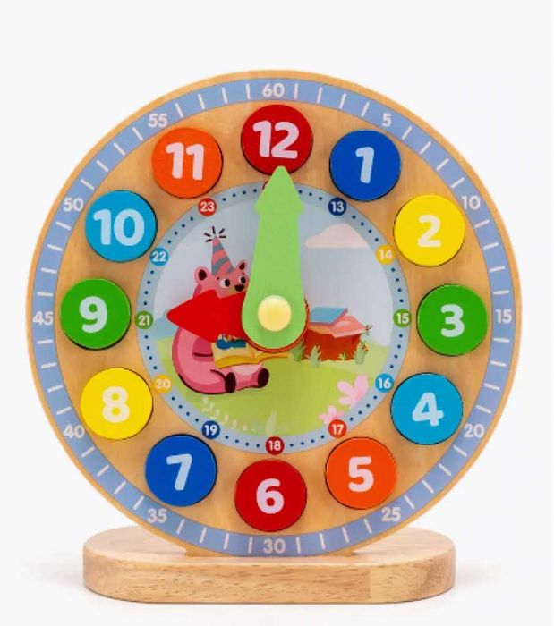 Уча часовник,образователна игра, дървен часовник