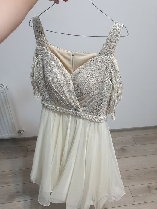 Rochie ivory cu paiete pentru cununie/botez