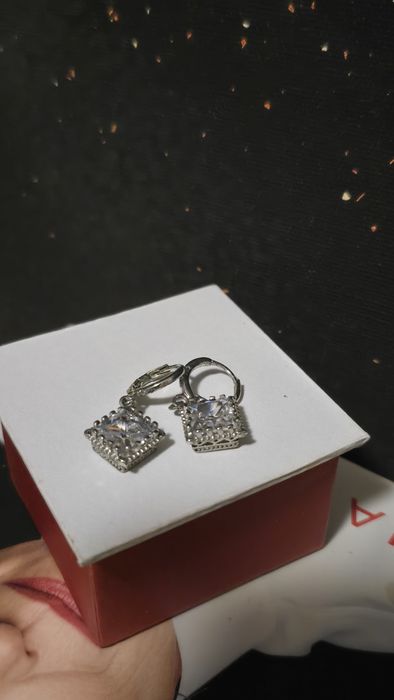 Cercei argint cu moissanite