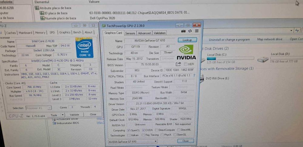 PC Dell -SFF-Intel Core i3 4130/8GB Ram/1 Tb Hdd/video GT 610