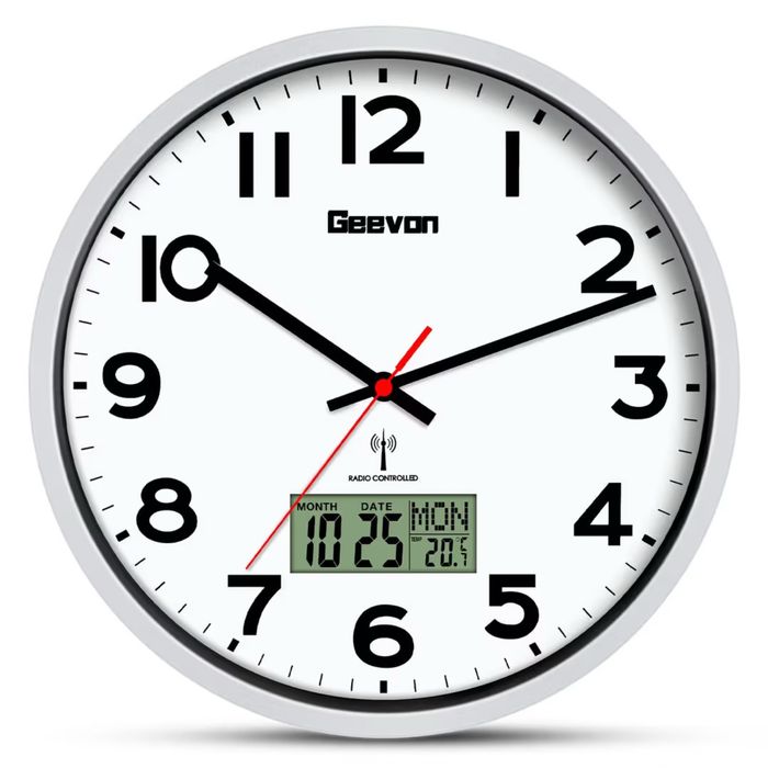 Ceas de perete Geevon DCF radio-controlat 30 cm, temperatură, dată