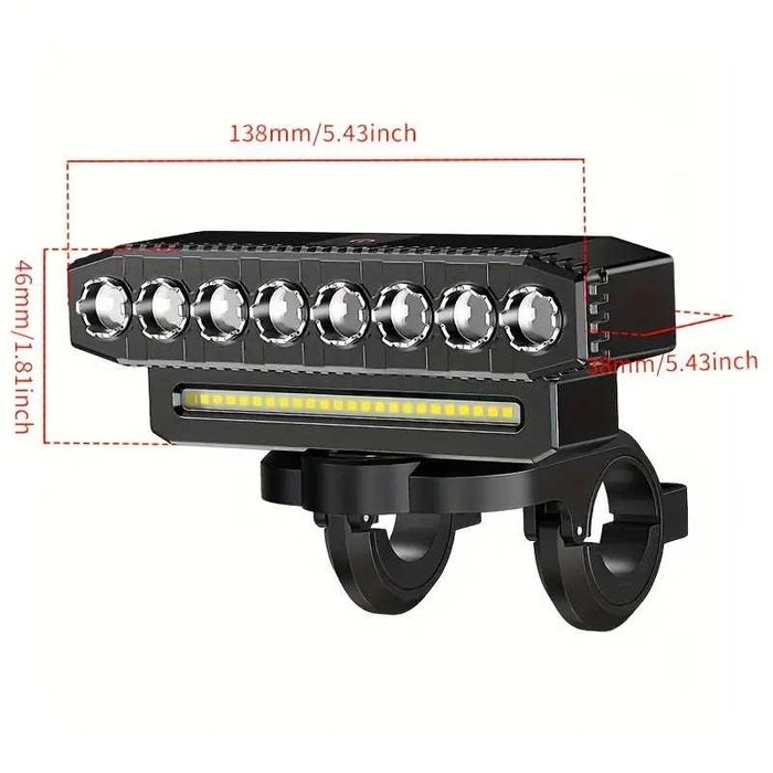 Многофункциональный фонарь для вело, с вынос. кнопкой и сигналом-новое