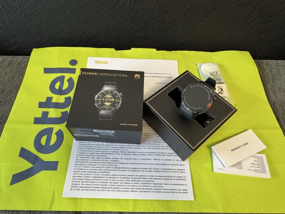 ***ЧИСТО НОВ 46mm Huawei watch GT 6 Pro Гаранция Yettel 2028 Black GT6