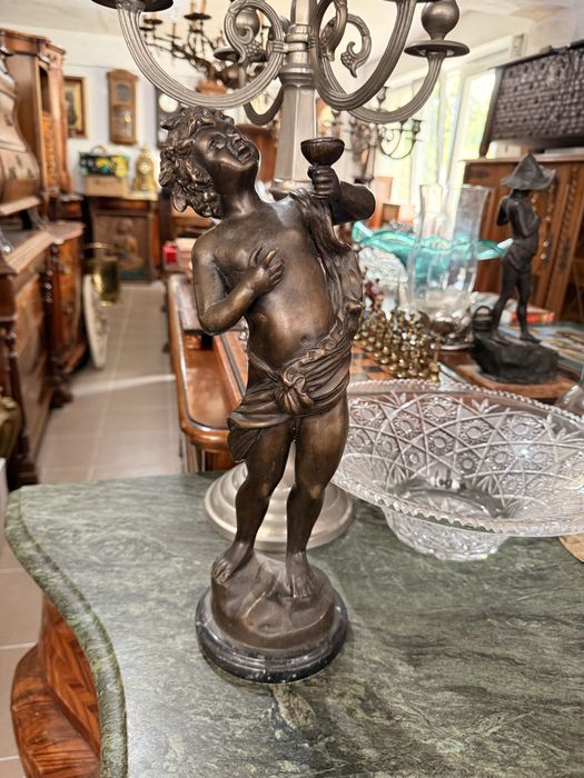 Statueta Vintage Bronz Sculptura Baza Marmura Antic