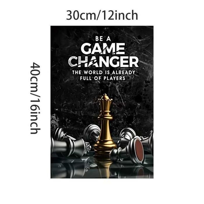 Tablou + Rama Canvas Game Changer Sah – 30x40 cm, decor motivational