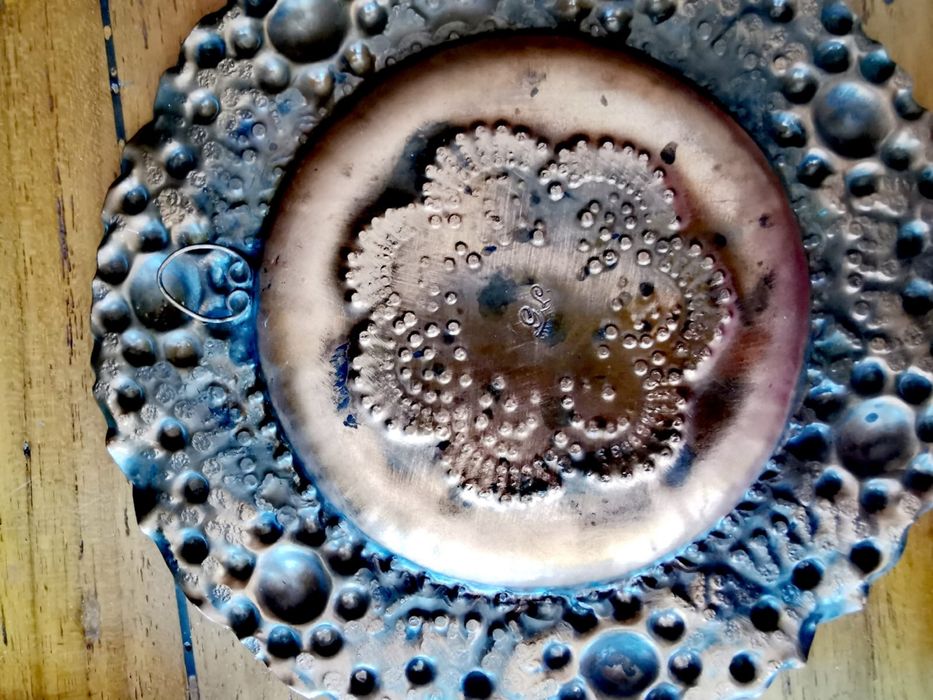 Чиния от мед масивни ръчно изработени медни занаятчийски пана 9 бр.